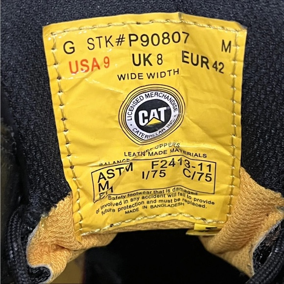 Caterpillar Mens Precision Comp Toe Waterproof Work & Safety Boots Black 9 Wide - Picture 10 of 10